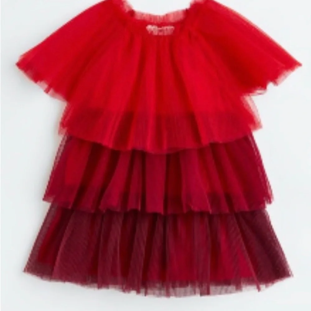 Tiered Red Tulle Dress